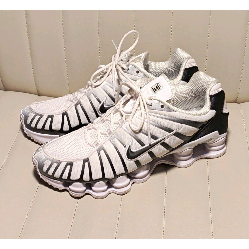 Nike Shox TL Metallic Platinum White/Black Low Top Lace Up Mesh Mens 10